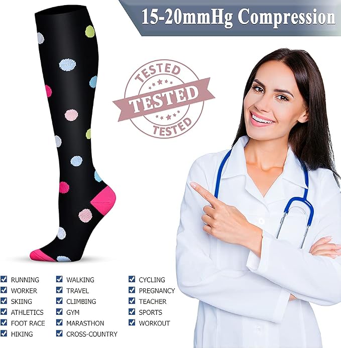 QUXIANG Copper Compression Socks for Women & Men Circulation (8 Pairs) - Best for Running Athletic Cycling - 15-20 mmHg - Image 5