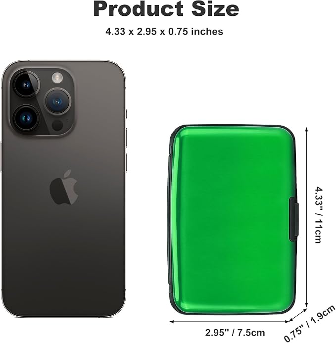 Mini RFID Aluminum Wallet Credit Cards Holder Business Card Case Metal ID Case for Men Women (Green) - Image 4