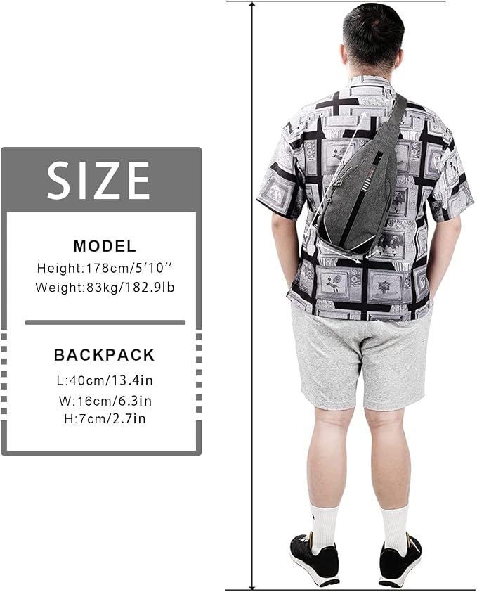 WATERFLY Small Crossbody Sling Backpack Anti Theft Backpack for Traveling Chest Bags for Men&Women Multipurpose Casual Daypack Hiking Shoulder Bag (Gray) - Image 5