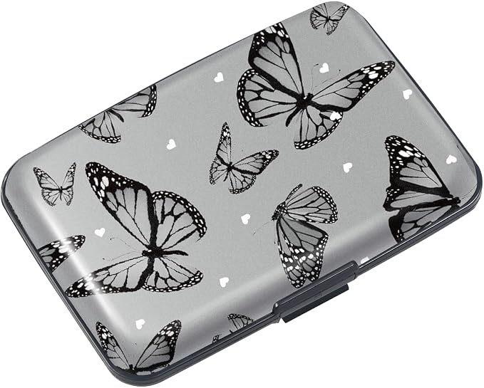 Coco Rossi Credit Card Holder RFID Aluminum Small Mini Wallet Women | Metal Wallet, Business Cards Holder, ID Case, Slim Sleeves, Womens Girls Gift, Carry Wallets for Travel, Black Butterfly - Image 6