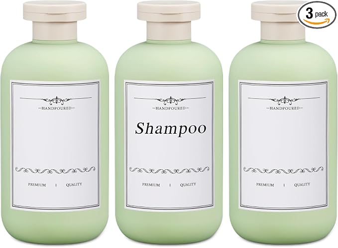 6.8oz Travel Bottles for Toiletries, Empty Plastic Squeeze Bottles with Flip Cap, Lotion Container for Toiletries Travel Size Shampoo and Conditioner (3 pack Green) by UMETASS