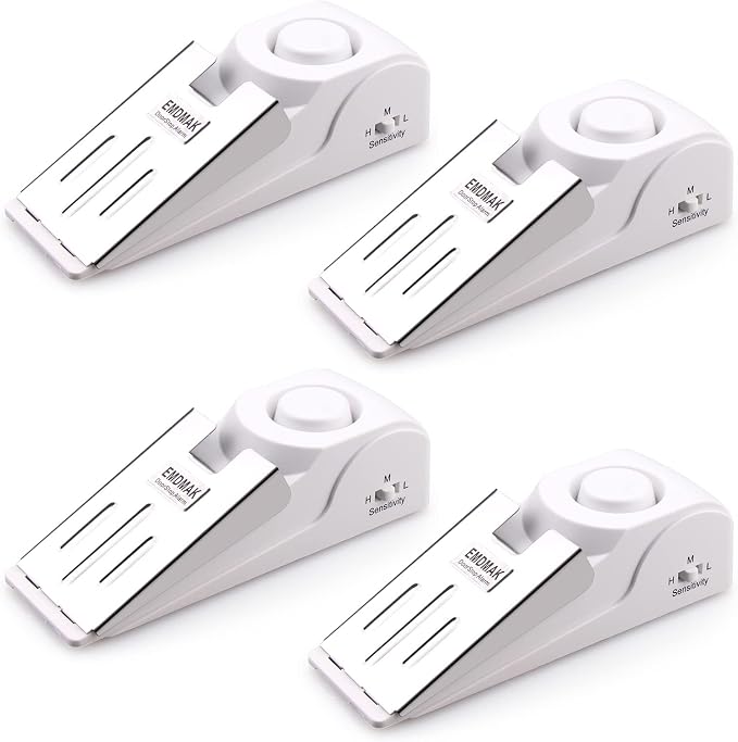 EMDMAK Door Stop Alarm with 120DB Siren Door Stop for Home & Travel (White) (Pack of 4) by EMDMAK%C2%AE