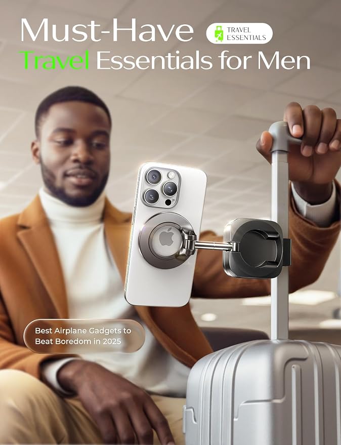 LISEN Airplane Travel Essentials for Flying Airplane Phone Holder for Desk | Phone Stand Hands Free MagSafe Travel Accessories Flying Long Flight Essentials Airplane Gadgets Gifts for Men - Image 4