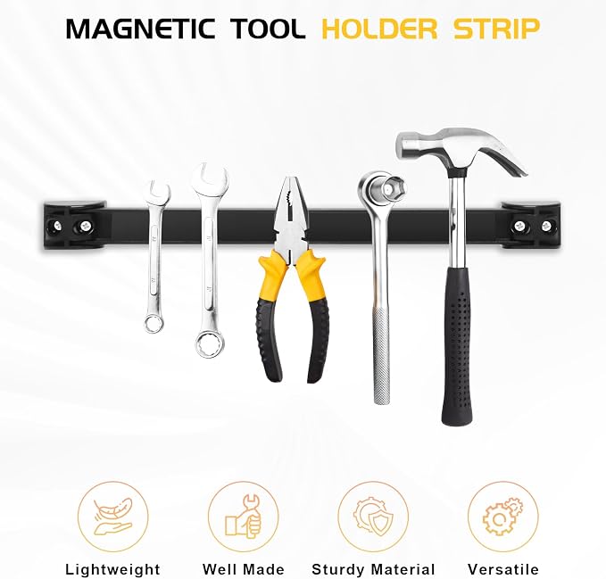 DGSL Heavy Duty Magnetic Tool Holder, 10 Pack 12" Wall Mount Organizer | Space-saving Magnetic Strip, Magnetic Knife Holder, Screwdrivers, Wrenches, Pliers, Garage and kitchen Organization - Image 3