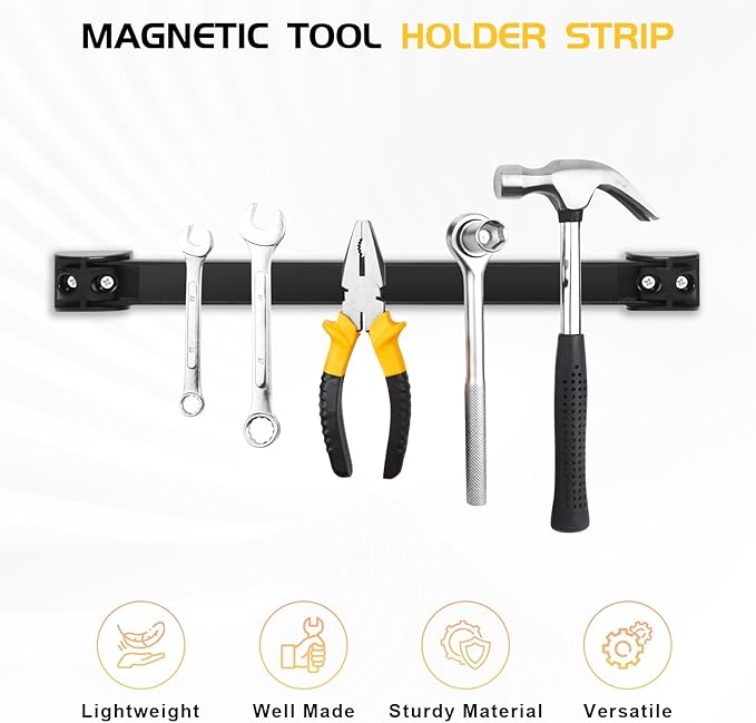 DGSL Heavy Duty Magnetic Tool Holder, 5 Pack 18" Wall Mount Organizer | Space-saving Magnetic Strip, Magnetic Knife Holder, Screwdrivers, Wrenches, Pliers, Garage and kitchen Organization - Image 4