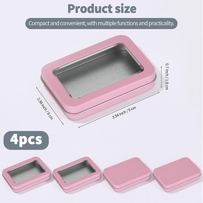 HAOGUAGUA 4 Pcs Travel Containers - Qtip Travel Case and Floss Pick Holder Box, Portable Cotton Swab Organizer Dispenser with Dustproof Lid for Hair Ties Cotton Pad jewelry Small Items (Pink) - Image 2