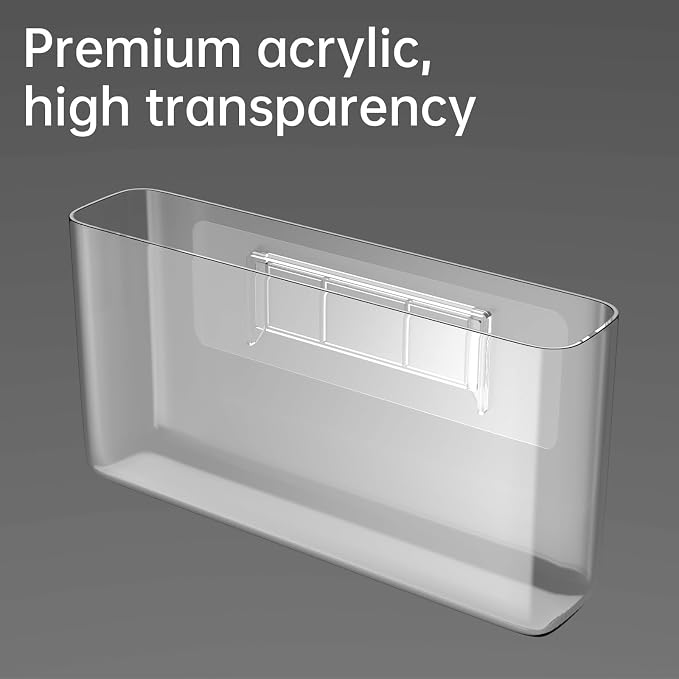 NiHome Acrylic Wall Mount Organizer 2-Pack, Slim Multi-Use Over Cabinet Storage Bins No-Drill Installation, Versatile Use for Kitchen, Bathroom, Office Perfect for Small Accessories (Clear) - Image 3