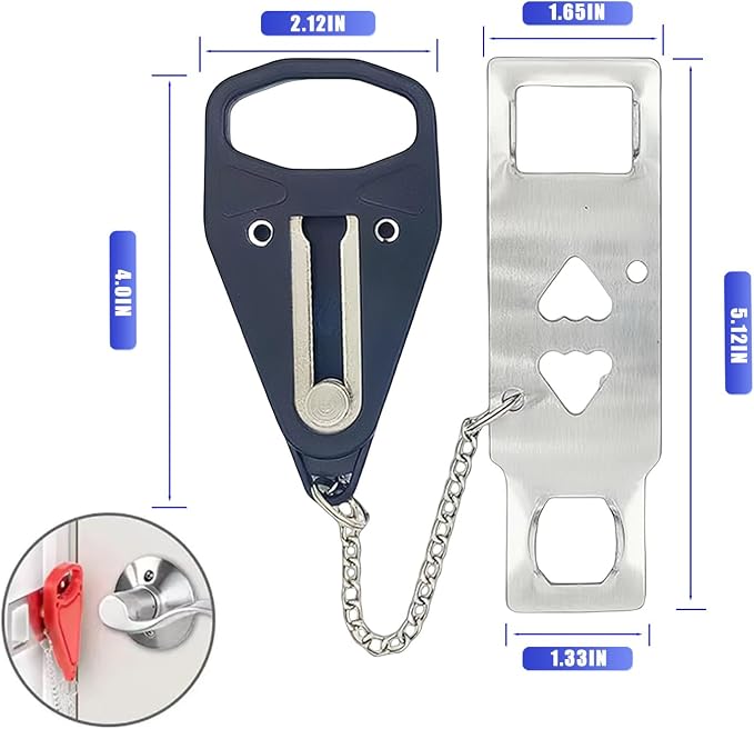 Portable Door Lock, Extra Lock for Additional Privacy and Safety in Apartment Home, Protect Family Security and Prevent Unauthorized Entry in Traveling, Home, Bedroom, Hotel, Apartment. (Black) - Image 2
