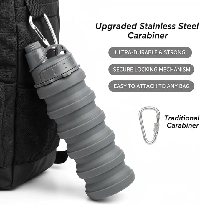 Collapsible Water Bottles Travel water bottle Sports Portable Sport Water Bottle Reusable Water Bottles comes with mountaineering Buckle 500ml silicone Water-proof camping water bottle - Image 5