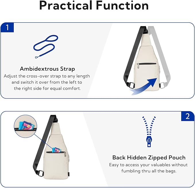 WATERFLY Medium Crossbody Sling Backpack Anti Theft Backpack for Traveling Chest Shoulder Bag - Image 4