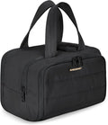 BAGSMART Travel Toiletry Bag, Lightweight Large Wide-open Travel Bag for Women, Puffy Cosmetic Makeup Bag Organizer with Handle for Accessories,Essentials, Toiletries, Black by BAGSMART