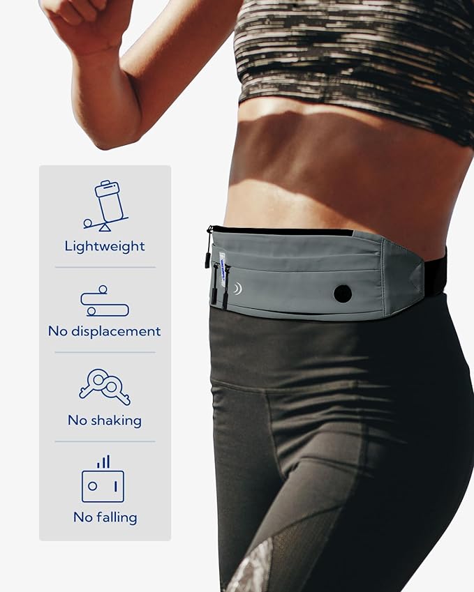 WATERFLY Running Belt Fanny Pack:Phone Holder Belt for Men Women | Lightweight, Soft and breathable fabric,SBS zipper, adjustable waist belt, Zero bounce, Suitable for running workout Fitness - Image 2