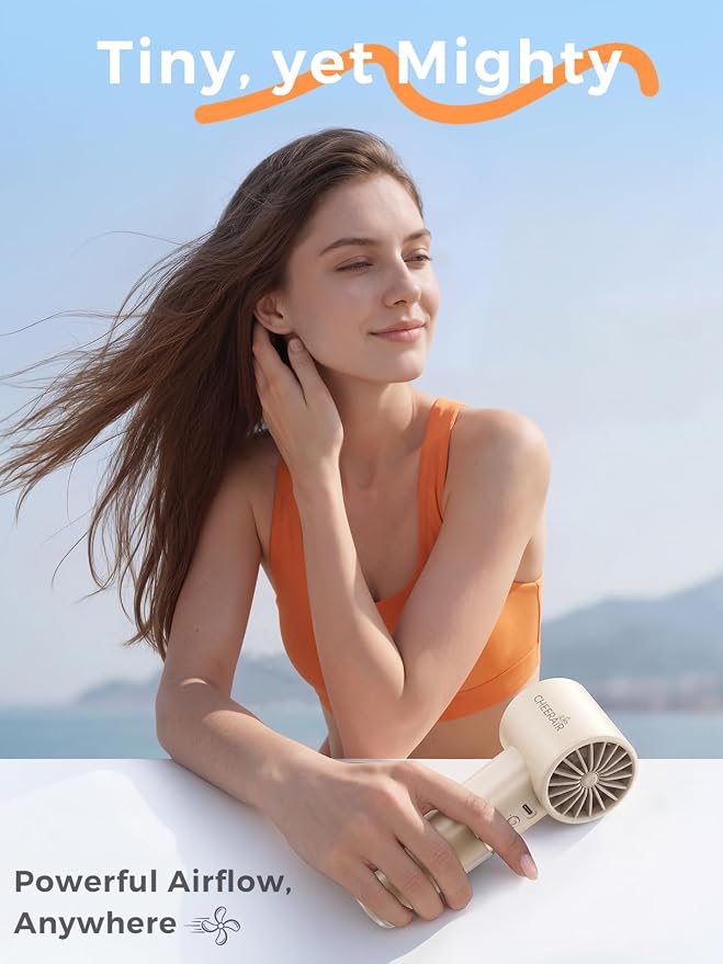 Handheld Portable Fan, 6-Speed Rechargeable Powerful Mini Fan | 5000mAh Battery Up to 15 Hours Runtime, Smart LED Display, Pocket Turbo Personal Fan for Travel, Camping, Makeup - Image 2