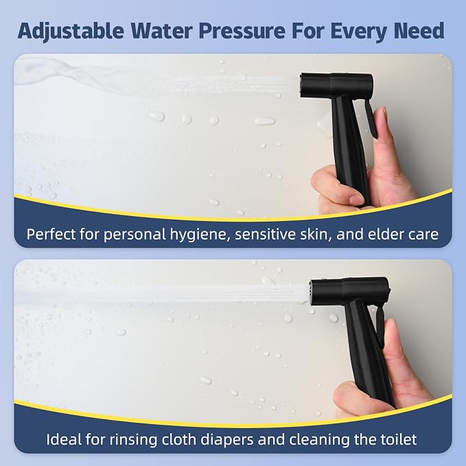 Vayzluiy Handheld Toilet Bidet Sprayer for Toilet-Adjustable Water Pressure Control with Bidet Hose for Feminine Wash, Stainless Steel Brushed Nickel Cloth Diaper for Baby Wash (Matte Black, 1) - Image 4