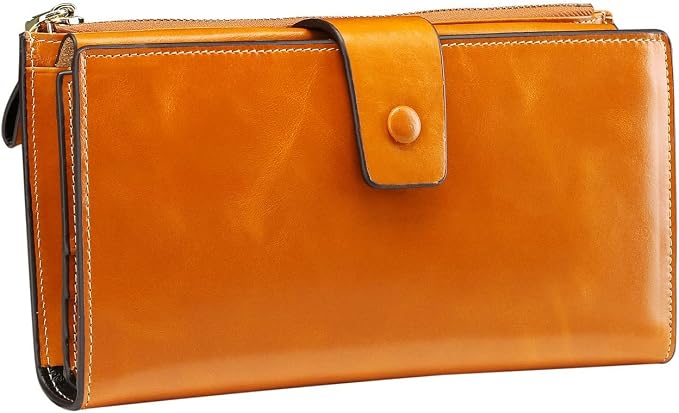 Itslife Womens Wallet Leather RFID Blocking Large Capacity Luxury Wax Genuine Leather Clutch Wallet with Card Holder - Image 3