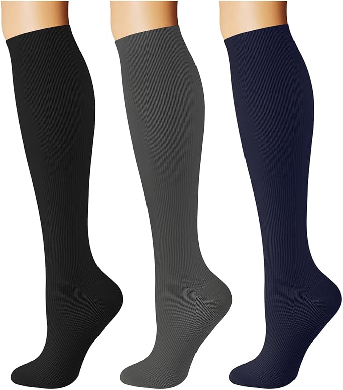 Breslatte Compression Socks for Women Men 15-20 mmHg | Graduated compression stockings knee high athletic support socks for travel running flying nurse pregnant by Breslatte
