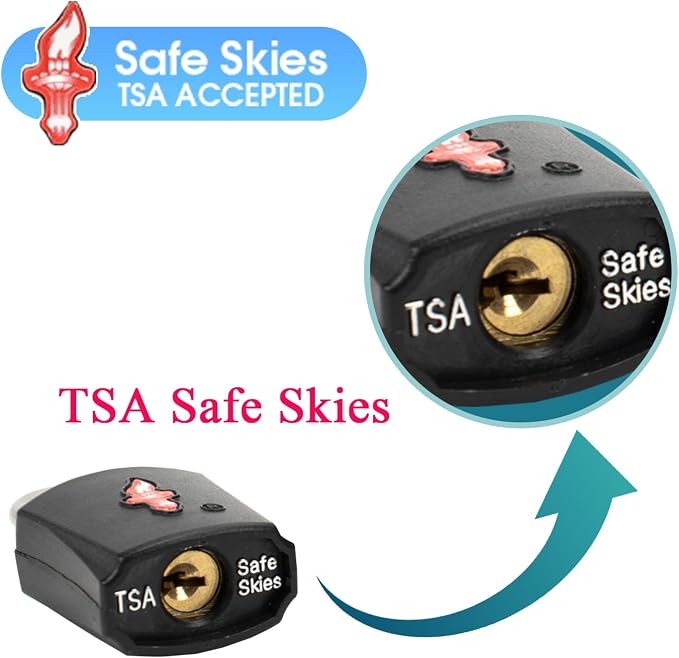 TSA Keyed Alike Luggage Lock 6-Pack Black – Family Travel Set | 6 locks share 1 key. 2 keys per lock. TSA Safe Skies approved. Steel cable. For suitcases, backpacks, gym lockers. - Image 3
