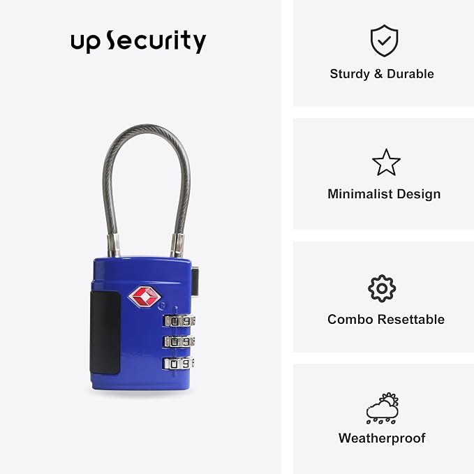 Combination TSA Locks for Luggage, Locker, Luggage Locks TSA Approved, Small Combo Cable Padlock with Code for Gym Locker, Suitcase, Gun Case, Backpack Bag Zipper, Storage Box, Travel Case - Image 2