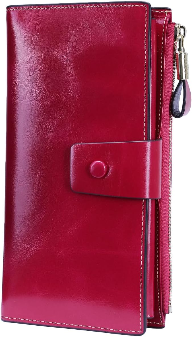 Itslife Womens RFID Blocking Large Capacity Luxury Wax Genuine Leather Wallet Clutch Ladies Card Holder by HOME