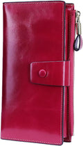 Itslife Womens RFID Blocking Large Capacity Luxury Wax Genuine Leather Wallet Clutch Ladies Card Holder by HOME