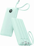 VRURC Power Bank with Built-in Cables,USB C Portable Charger for iPhone | 10000mAh Slim Charging Bank with Lanyard, Perfect for Travel, Work, School and Daily Carry-Green by Home