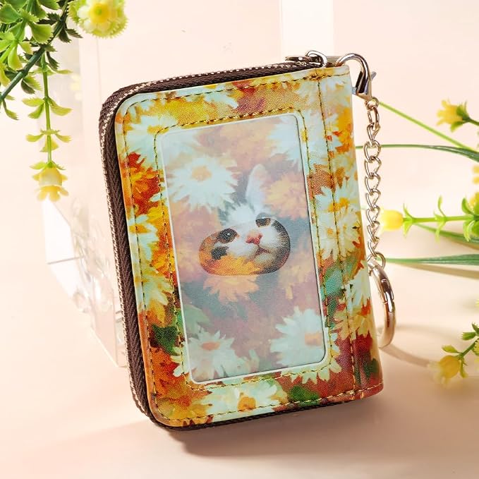 FurArt Zipper Wallet Women RFID Credit Card Holder keychain Wallet | ID Window RFID Blocking Compact Small business 15/16 slots - Image 4
