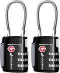 Fosmon TSA Approved Cable Luggage Locks, 3 Digit Combination, 2 Pack | Push Release Button, Long Shackle Cable Lock, Flexible Wire Padlock, Suitcase Backpack Travel, Gun Case Lock by Fosmon