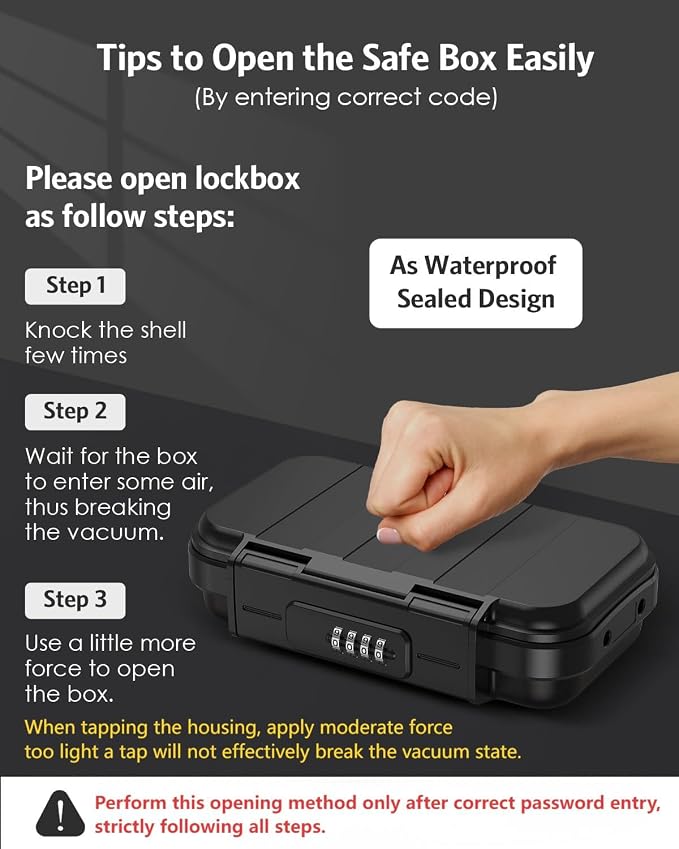 AMIR Portable Safe Box, Combination Security Case LockBox with Code, Waterproof Anti-Theft Mini Travel Safe Box with Removable Chain, Portable Lock Box for Home, Office, Christmas - Image 4