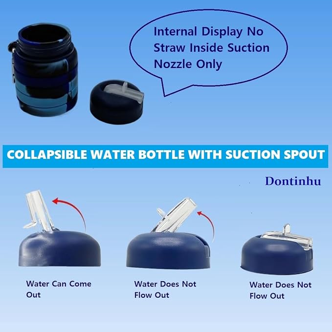 Collapsible Water Bottles 2 Pack 500ml (Black+Blue) | Travel Portable Sport Water Bottle, Silicone Foldable Water Bottles for Gym Camping Outdoor Hiking. - Image 2