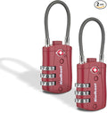 Kwikset TSA Approved Combination Luggage Lock with Cable, 2-Pack, Red | Cable Shackle Fits Odd Zipper Pulls and Duffel Handles; Pair of Resettable Locks, 1-3/16 in Body by Unknown