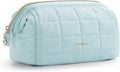 BAGSMART Makeup Bag Travel Toiletry Bag, Wide-open Zipper Pouch, Mint Green | Puffy Padded, Travel Essentials, Make Up Bag, For Women, Makeup Organizer, Toiletries Accessories Brushes by BAGSMART