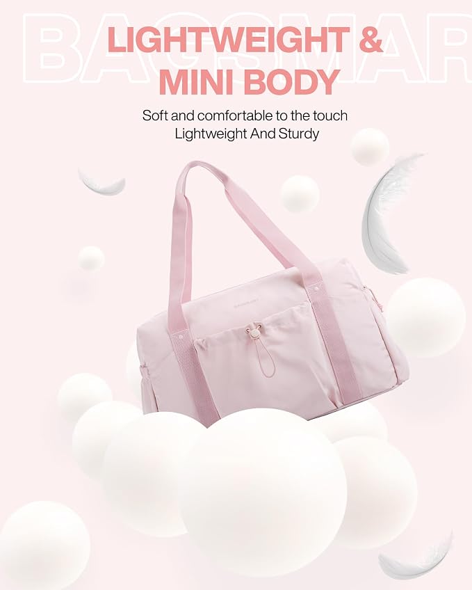 BAGSMART Foldable Travel Duffle Bag for Women, Gym Tote for Sports, Pink | 26L Airport Carry On Weekender Overnight Bag for Travel, Travel Accessories - Image 4