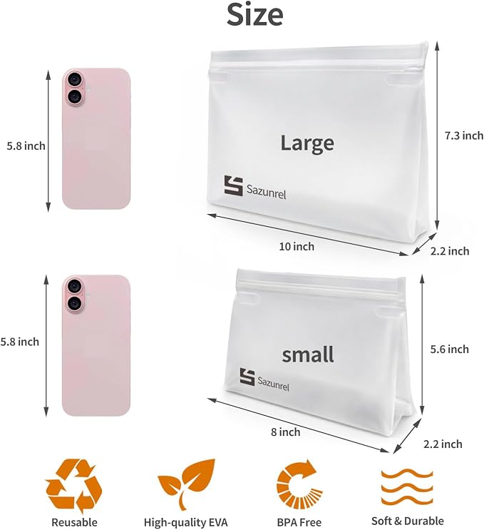 4 Pack Clear Leakproof Toiletry Bags, EVA Material TSA Compliant Seal Bags, BPA Free, Travel Plastic Bags, Waterproof Travel Toiletry Bags for Women Men (2 Large 2 Small) - Image 4