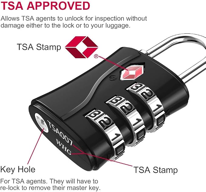 ZHEGE Suitcase Locks TSA Approved, 3 Digit Luggage Locks (Black, 2 Pack) | Flexible Cable (30 in) for Travel, School & Gym Locker - Image 2