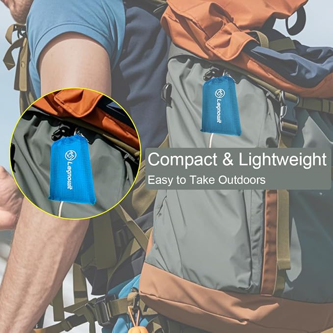 Pocket Blanket, Compact Blanket for Picnic, Beach, Festival | Sandproof, Waterproof, Stakes & Carabiner Included, Packable Lightweight Tarp for Camping, Hiking, Backpacking, Travel - Image 6