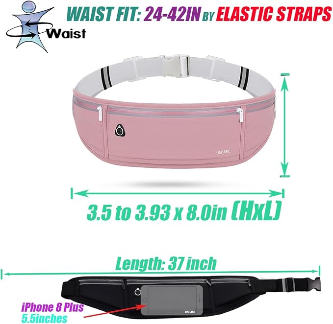 USHAKE Slim Running Belt, Workout Fanny Pack for Men Women,Exercise Waist Pack for Apple iPhone Holder, Runner Belt for Running Walking Cycling Camping Gym Red - Image 4
