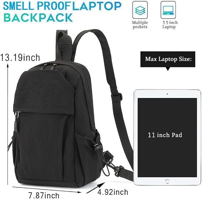Carbon Lined Backpack,Waterproof Zipper Sling Backpack,Travel Chest Shoulder Bag,Lightweight Unisex Crossbody Casual Daypack for Men & Women (Black) - Image 3