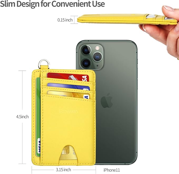Slim Minimalist Front Pocket Wallet, RFID Blocking Credit Card Holder Wallet with Detachable D-Shackle for Men Women - Image 7