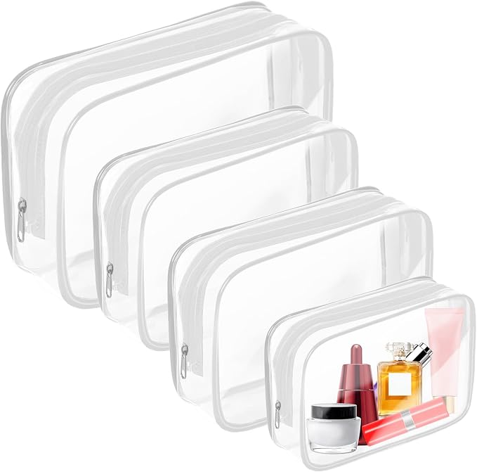 AURUZA Clear Makeup Bag,Portable Travel Toiletry Bags with Zipper, TSA Approved Clear Organizer Bags, PVC Cosmetic Pouch for Airport Airline Compliant by AURUZA