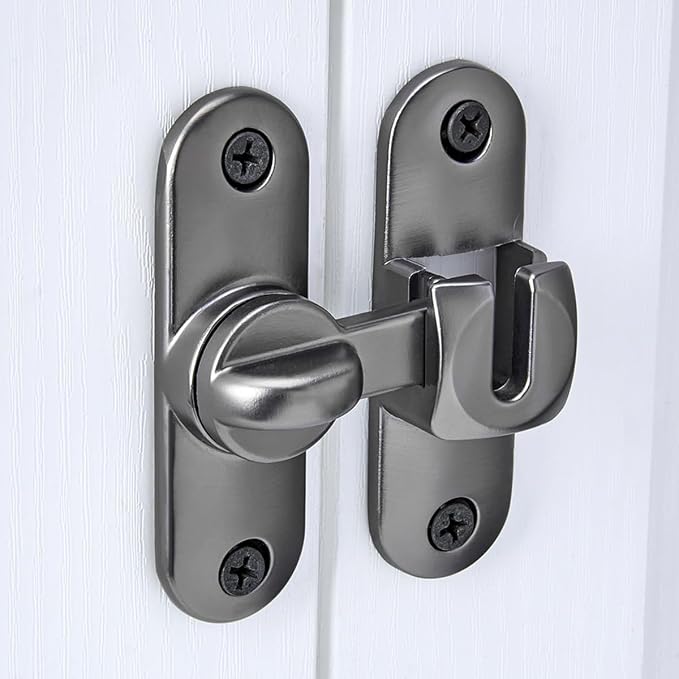 2 Packs Grey 90/180 Degree Barn Door Latches,Flip Gate Lock | Zinc Alloy Flip Gate Latches,Right Angle Door Lock,for bedroom,garage,sliding door,window,cabinet,drawer,pet enclosures - Image 4