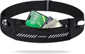 Slim Running Belt Fanny Pack for Men Women, Running Phone Holder, Waist Pack Runners Bag Money Belt with 3 Separate Pouch to Store Your Phone Key Money Safe, Waist Bag-Black by Kebrela