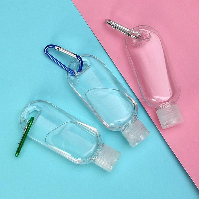HATTIE 50Pack Travel Plastic Clear Keychain Bottles 50ml/2oz Portable Leakproof Squeeze Small Bottles With Flip Cap Refillable Empty Containers for Lotion Soap Toiletry - Image 7