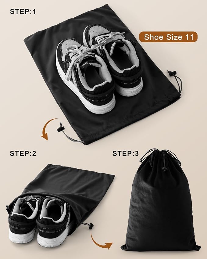 2 Pcs Shoe Bags for Travel, Dust Velvet Bags, Black Beauty, 17.3x12.6 Inch | Washable & Reusable Travel Shoe Bags, Dustproof Shoe Bags with Drawstring Closure, Suitable for Travel, Home Storage - Image 2