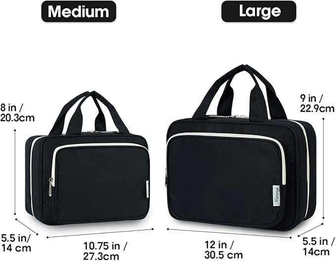Narwey Travel Toiletry Bag for Women Large Hanging Makeup Bag Organizer Toiletries Bag for Full Size Essentials Accessories Cosmetics (Black (Large)) - Image 2