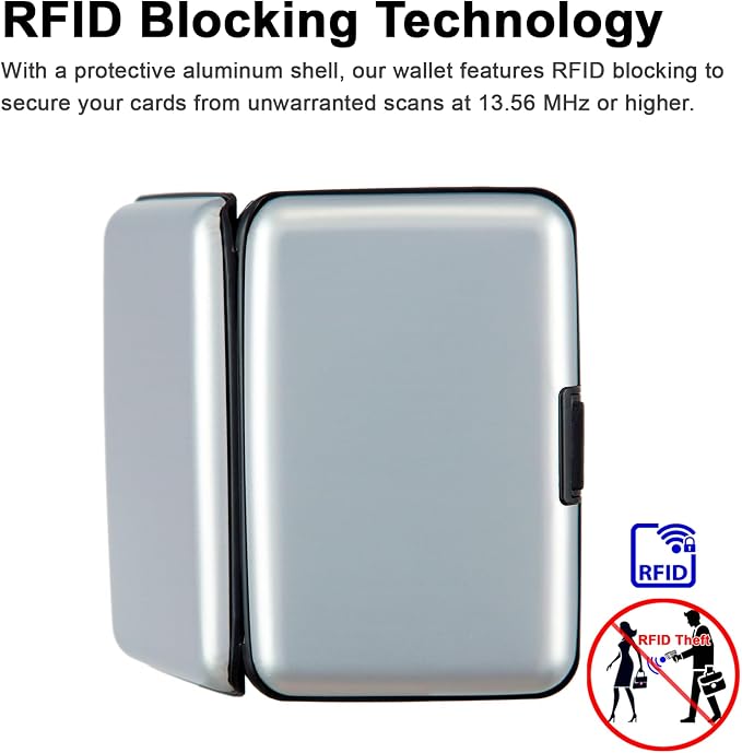 Credit Card Holder Small RFID Blocking Wallet Business Metal Slim Mini Aluminum Hard Case for Women Men - Image 3