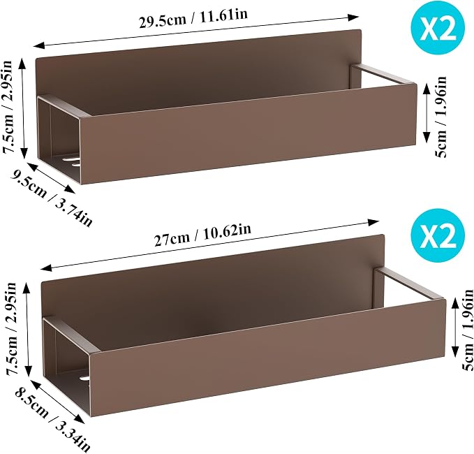 HuggieGems Metal Magnetic Spice Rack for Refrigerator Bronze, 4 Pack | Magnetic Shelves Heavy Duty for Fridge in Kitchen, Seasoning Storage Organizer, For Oven Washer and Dryer, For Heavier Items - Image 7