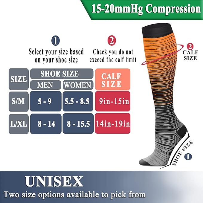 QUXIANG Copper Compression Socks for Women & Men Circulation (8 Pairs) - Best for Running Athletic Cycling - 15-20 mmHg - Image 6