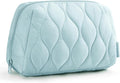 BAGSMART Makeup Bag, Travel Cosmetic Bag, Puffy Padded Make Up Bag for Women, Makeup Organizer Case, Wide-open Pouch Purse, Travel Essentials, Toiletries Accessories Brushes (Baby Blue) by BAGSMART