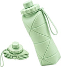 Collapsible Travel Water Bottle 28oz (800ml), BPA-Free, Foldable Silicone Lightweight Reusable Water Bottle with Leak-Proof Lid & Lanyard, Portable for Travel Cycling Gym Camping by Denavio