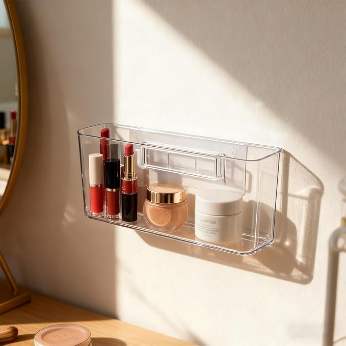 6 Pcs Adhesive Cabinet Door Organizers 8 Inch Clear Storage Bins | Without Drilling, Acrylic Wall Mount Organizer , for Kitchen Bathroom, Bedroom Living, Room, Kitchen Organization - Image 7